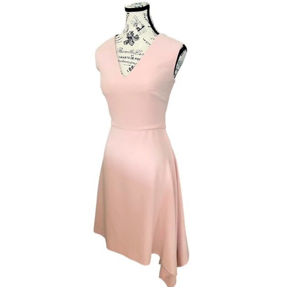 Roland Mouret Pink Asymmetrical Sheath Dress V-Neck Sleeveless 8 - Picture 4 of 4